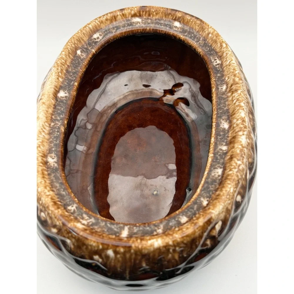 Hull Brown Drip Mirror Glaze Chicken Hen on Nest Casserole & Lid Vintage 8